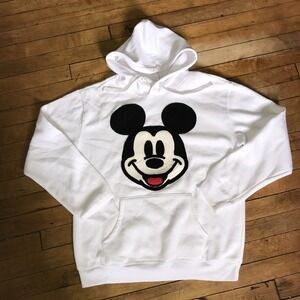 Disney‎ Mickey Mouse Medium White Hoodie EUC Crocheted Logo
